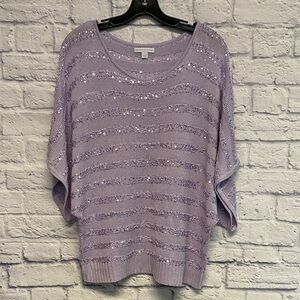 New York & Company Lavender Sequin Knit Top Size XL